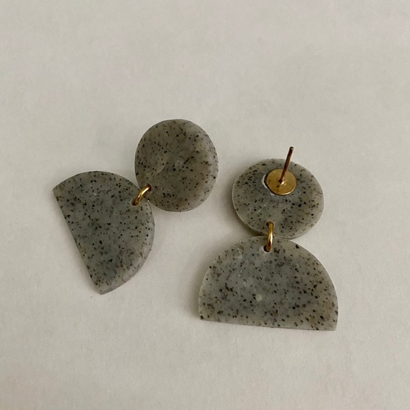 Polymer Clay Half Moon Dangle Earrings - Picture 4 of 4